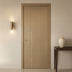 Puerta Interior de Madera Recubierta de PVC Resistente al Agua, OEM/ODM, Puerta Moderna con Acabado para Apartamento, Villa u Hotel, Aislamiento Acústico - Product Image 4