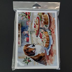 Whimsical Basset Hound Christmas Cookies A7 Tarjetas de felicitación Paquete de 8 tarjetas de nota en blanco con sobres Tamaño 5x7 - Product Image 3
