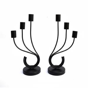 Juego de 3 candelabros modernos de metal negro, soportes de hierro para velas, centros de mesa para comedor, decoración del hogar a un precio razonable. - Product Image 4
