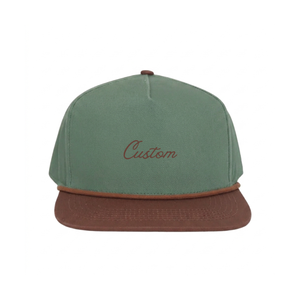 High Quality Vintage Canvas Two Tone Camp <b>Cap</b> with Rope Custom Logo Snapback Hat Structured <b>Flat</b> Brim Made in Vietnam - Product Image 3