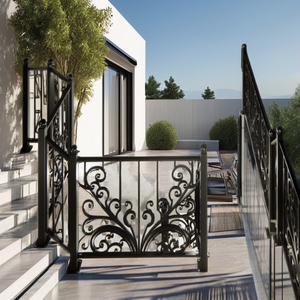 Rampe de balcon élégante en fer forgé avec détails artisanaux, balustrade extérieure décorative sur mesure pour un design de balcon moderne et durable. - Product Image 1