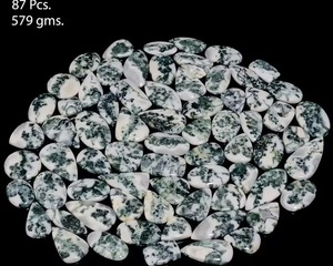 Natural <b>Tree</b> Agate Cabochon Smooth Polished Loose Gemstone White Green Dendritic Pattern Stone for Jewelry Making - Product Image 2
