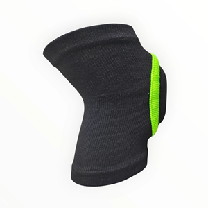 Genouillère unisexe noire avec bande verte, respirante, en Spandex et Polyester, à enfiler, protection de base pour le basketball - Product Image 1