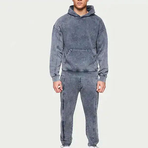 Survêtement décontracté à capuche pour homme, couleur unie, délavé à l'acide, respirant, séchage rapide, poids moyen, personnalisable, idéal pour la course – Meilleur prix - Product Image 4