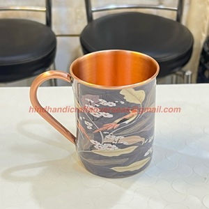 Mug cylindrique Moscow Mule 16 oz 100% Cuivre avec poignée, brillant, pour café, thé, bière, en acier inoxydable, idéal pour les voyages, cadeau, fabricant - Product Image 5