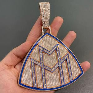 2 colgantes de plata de ley chapados en oro de 14 quilates con diamante natural talla baguette, letra personalizada, colgantes finos clásicos para fiesta - Product Image 3