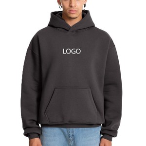 Sweat-shirts à capuche en molleton de coton gris 450 GSM pour hommes, coupe ample, grande taille, style Y2K, streetwear, logo personnalisé, production en gros de haute qualité - Product Image 6