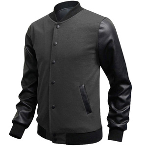 Veste universitaire en cuir de mouton pour homme, haute qualité, coupe-vent, col montant, couleurs et tailles personnalisables, logo frontal – Vente en gros - Product Image 1