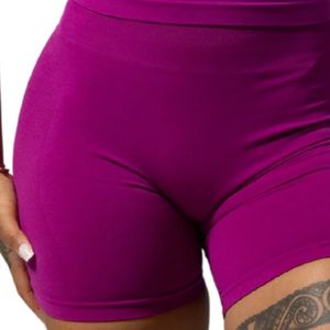 Shorts de sport taille haute extensibles sans coutures pour femme, couleur violet, pour la gym, le fitness et l'entraînement - Product Image 3