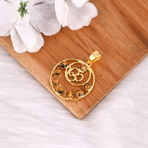 จี้ทองเหลืองประดับพลอยตาเสือ ดีไซน์เนอร์ งานแฮนด์เมด ของขวัญสำหรับเธอ - Product Image 3