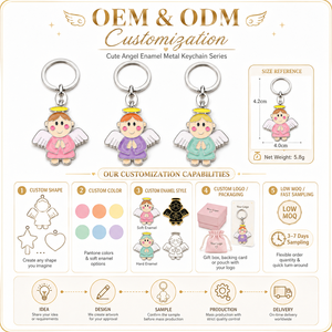 <span class=keywords><strong>Porte</strong></span>-clés en métal émaillé motif ange mignon avec accents décoratifs, fourni directement par le fabricant, vente en gros, cadeau souvenir - Product Image 5