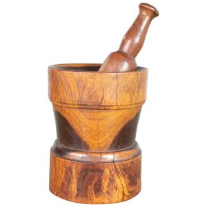 Wooden Mortar And Pestle <b>Grinder</b> Traditional Kitchen Tool For <b>Herbs</b> Spices Seeds And Medicinal Preparation - Product Image 6