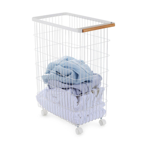 High Quality Metal <b>Wire</b> Laundry <b>Basket</b> With Rolling Wheels Clothes <b>Storage</b> Trolley For Home And Hotel Use Laundry For Home - Product Image 4