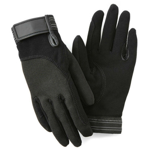 Black PU Full <b>Finger</b> Riding Gloves Breathable Non Slip Adjustable Wrist <b>Strap</b> for Cycling Unisex Summer Use - Product Image 2