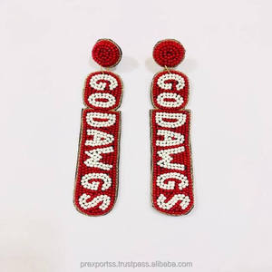 Boucles d'oreilles pendantes en forme de patte de tigre, style bohème, bleu et blanc, bijoux fantaisie, cadeau pour le jour du match, perles de rocaille faites à la main - Product Image 6