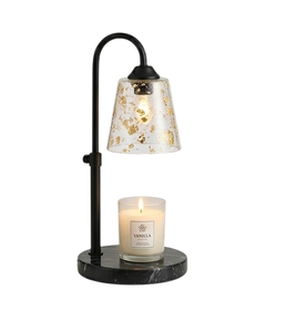 Lámpara Calentadora de Velas Geométrica de Cobre con Base Negra para Aromaterapia, Decoración del Hogar, Uso en Mesa - Product Image 2