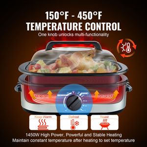 Forno Elettrico da Banco da 18 QT con Coperchio Autoriscaldante, 1450W, Funzioni Scongelamento e Mantenimento Caldo per Arrosto di Tacchino - Product Image 4