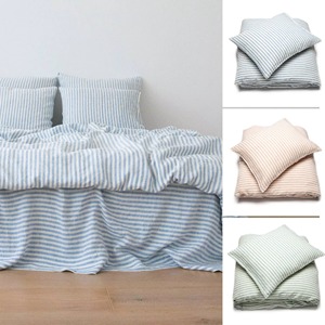 Ensemble de housse de couette en lin rayé personnalisé |   Parures de lit pour hôtels et maisons, commandes en gros, tailles Twin, Full, Queen, King - Product Image 1