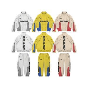 Men's Oversized Streetwear Tracksuit Set Custom Logo Windbreaker <b>Jacket</b> Jogger Pants Y2K Urban Sportswear Two Piece Outfit - Product Image 3