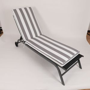 Set di 2 Cuscini per Sdraio da Esterno Grigio/Bianco, Cuscini di Ricambio per Mobili da Giardino, Eleganti Cuscini per Chaise Longue - Product Image 6
