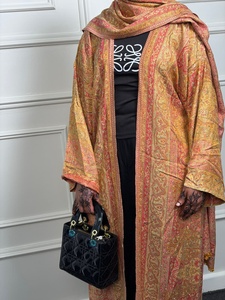 2026 Dubai Regular Fit Vintage Polyester Robe Kaftan Abaya Handmade Floor Length Long Sleeve Soft Breathable Fabric Casual Party - Product Image 2