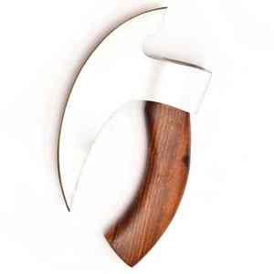 Cuchillo para Pizza de Acero Inoxidable Hecho a Mano, Cuchillo Ulu con Mango de Madera Premium y Funda de Cuero Genuino - Product Image 5