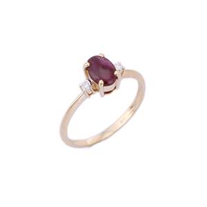 14K Yellow Gold Ruby Statement <b>Ring</b>-Natural Stone <b>Resizable</b> Wedding Band - Product Image 2