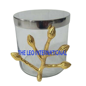 Wholesale Factory Food Grade Airtight Glass Jar Spice Sealable <b>Decorative</b> Glass Canister with Golden Flower - Product Image 4