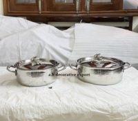 Set Casserole Perak Stainless Steel Royal Serveware dengan Tutup Bermotif Bunga, Aman untuk Makanan, Set Peralatan Makan, Set Panci Masak