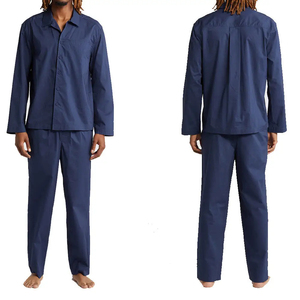 <b>Men's</b> Long Sleeve Cotton <b>Pajama</b> <b>Set</b> Solid Color Casual Sleepwear Full Length Autumn Wear 2026 Trending - Product Image 1