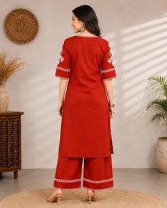 Premium rayon <b>women</b>’s embroidered <b>kurta</b> palazzo set ethnic wear breathable fabric smooth drape festive elegant traditional cloth - Product Image 3