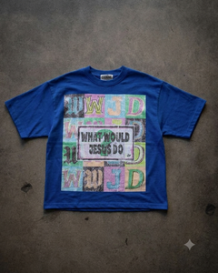 เสื้อยืดโอเวอร์ไซส์ลายกราฟิกสีน้ำเงินสำหรับผู้ชาย ผ้าฝ้าย 100% สไตล์สตรีทแวร์ วินเทจ ล้างสี พิมพ์ลาย เสื้อยืดลำลอง ใส่ได้ทั้งชายและหญิง สำหรับฤดูร้อน - Product Image 3