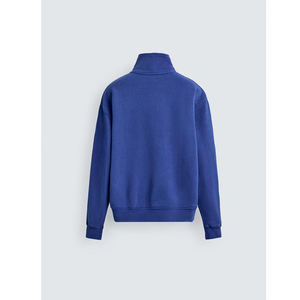 Pull-over décontracté en molleton 100 % coton bleu roi uni pour homme, col montant, fermeture éclair quart de tour, vente en gros sur mesure - Product Image 5