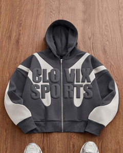 Sweat-shirt à fermeture éclair pour homme CLOVIX SPORTS, 100% coton, fermeture éclair intégrale, logo personnalisé, vêtements de sport doux et respirants - Product Image 3