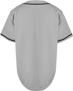 Camiseta de Béisbol Unisex Gris, Cuello en V, Manga Corta, Cintura Elástica, Absorbe la Humedad, Poliéster/Algodón, Color Sólido, Ajuste Personalizado para Adultos - Product Image 2
