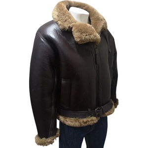 Winter Real Shearling Fur Collar <b>Sheepskin</b> Leather <b>Jacket</b> for Men Waterproof Thick Outerwear Leather <b>Jackets</b> - Product Image 5