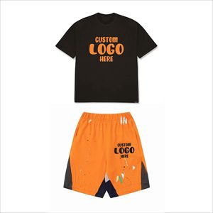 T-shirts 100% coton 305G avec ensembles de shorts assortis, plus de 100 couleurs, t-shirt à manches courtes ample, pantalon court pour homme avec cordon de serrage - Product Image 6