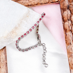 Memoria Jewels Women's 2026 Latest High Quality Ruby Faceted Cut Gemstone Cubic Zircon 925 Sterling Silver Trendy <b>Bracelet</b> - Product Image 6