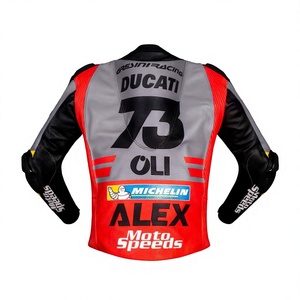 เสื้อแจ็คเก็ตหนังแท้สำหรับแข่งรถ Alex Marquez MotoCP Rucati ทำจากหนังวัว/หนังจิงโจ้ ตัดเย็บตามขนาด พร้อมรูระบายอากาศ สำหรับขี่รถแข่ง/เสื้อแจ็คเก็ตป้องกัน CE - Product Image 2