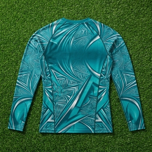 Mens Teal <b>Geometric</b> Print Compression <b>Shirt</b> Long Sleeve Athletic Gym Running Training Sportswear Performance Base Layer - Product Image 5