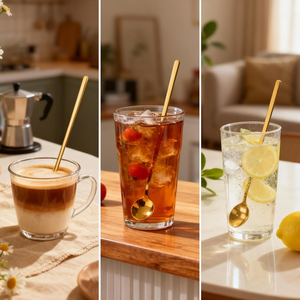Juego de Cucharas para Café y Té Doradas, Mango Largo de 6.7 Pulgadas, Acero Inoxidable 304, Cuchara para Remover Café, Cubertería de Grado Alimenticio Premium - Product Image 4
