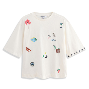 T-shirt personnalisé pour femme grande taille, uni, décontracté, d'été, col rond, manches classiques, tricoté, avec logo, 100% coton, coupe ample - Product Image 6