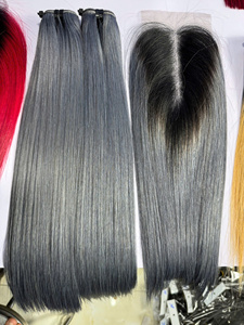 Gran descuento en cabello largo, cabello frontal y cabello con cierre al por mayor, cabello humano virgen Remy, liso, encaje a máquina, doble trama para mujer - Product Image 2