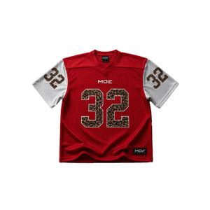 Maillot de football américain unisexe tendance à imprimé léopard personnalisé, léger et respirant en maille, prêt à la vente, hauts décontractés - Product Image 3