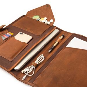Premium Quality Brown PU Leather Filing Folder Portfolio with Writing Pad Snap Button <b>File</b> Bag for Office Travel Use - Product Image 6