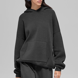 Sweat-shirt à capuche surdimensionné en molleton pour femme avec logo personnalisé – Vente en gros – Pull décontracté à capuche - Product Image 3