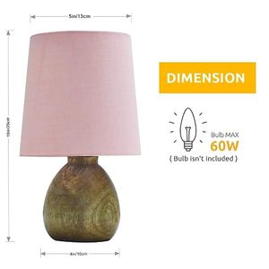 <b>Rustic</b> Wood <b>Table</b> Lamp Linen Shade Teardrop Base <b>Bedside</b> Night Light Farmhouse Home Decor - Product Image 2