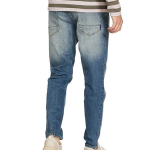 Fabricante Mayorista de Jeans de Mezclilla Elástica para Hombre, Color Azul Claro Deslavado, Casuales, de Algodón, con Logotipo Personalizado, Corte Ajustado - Product Image 2