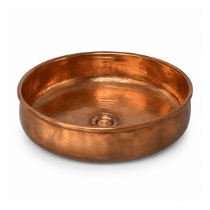 Handcrafted <b>Round</b> Smooth Copper Vessel Wash <b>Basin</b> Luxury Countertop Bathroom Sink Premium Designer Copper <b>Basin</b> for Home Hotel - Product Image 1