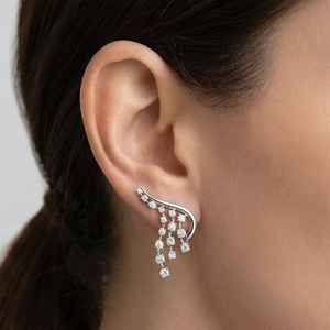 Pendientes Estéticos de Moissanita con Corte Redondo, Bañados en Oro y Rodio con Plata 925, para Compromiso, Regalo Encantador para Mujer, para Fiesta - Product Image 3